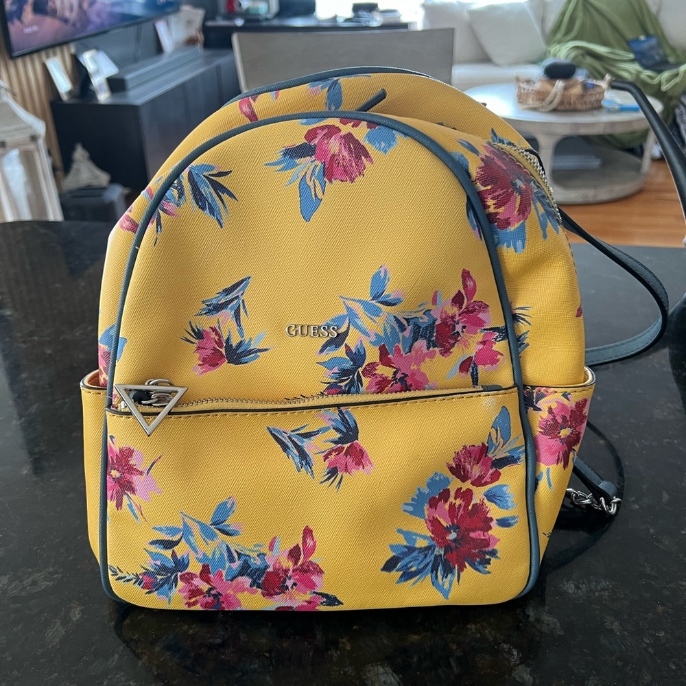 Guess Floral Yellow Backpack